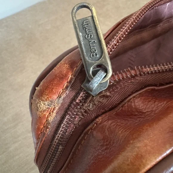 Custom made brown leather laptop bag